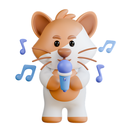 Gato com microfone  3D Illustration