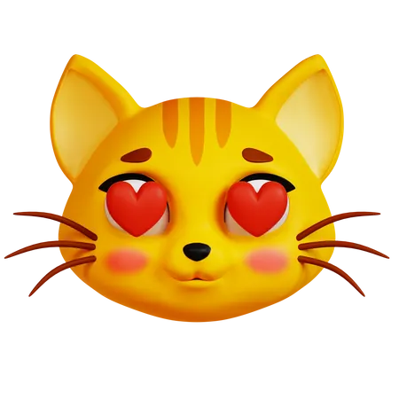 Gato com olhos de coração  3D Icon
