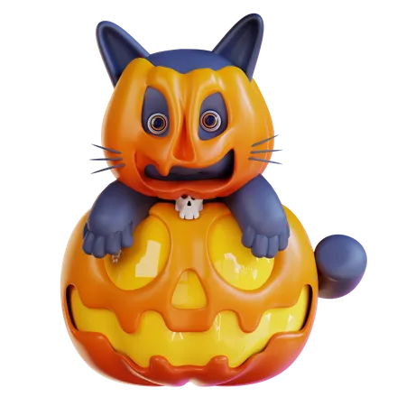 Gato con calabaza  3D Icon