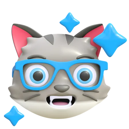 Gato con gafas graciosas  3D Emoji