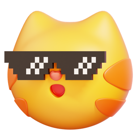 Gato con gafas pixeladas  3D Icon