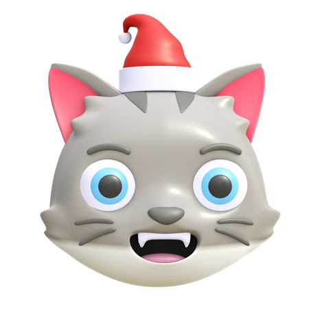 Gato con sombrero de navidad  3D Emoji