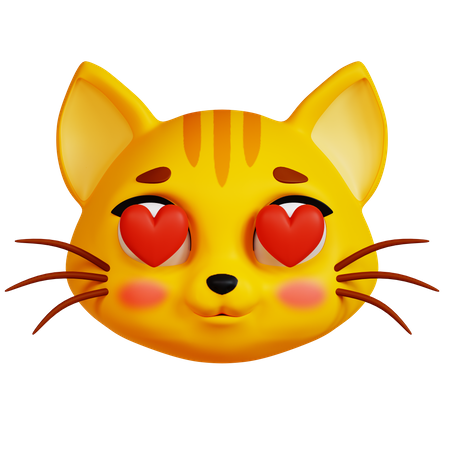 Gato con ojos de corazon  3D Icon