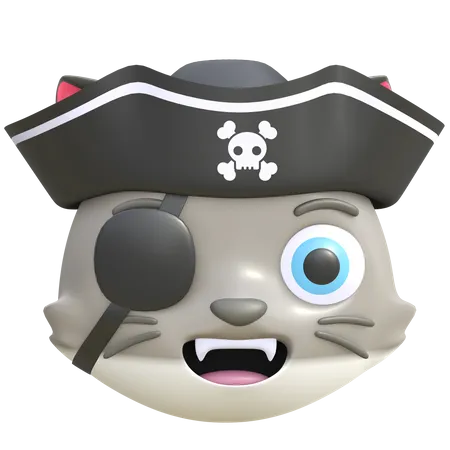 Gato con sombrero de pirata  3D Emoji