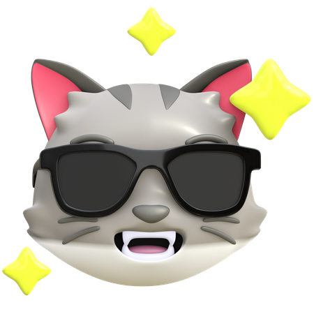 Gato de óculos pretos  3D Icon
