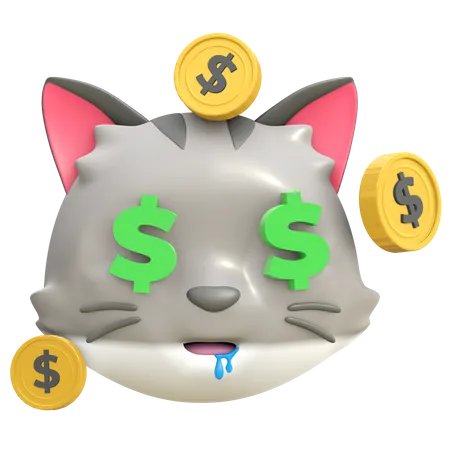 Cara de dinero de gato  3D Emoji