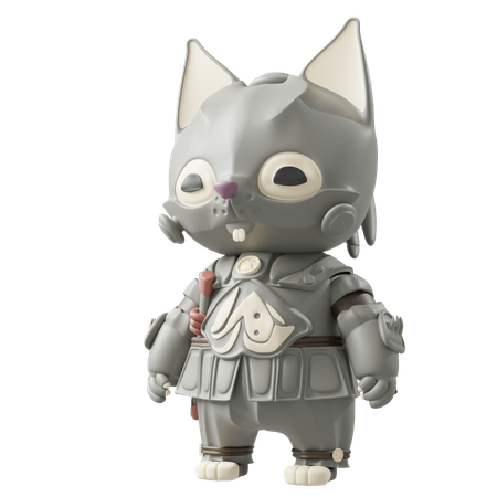 Gato con traje de Kaiju Samurai  3D Illustration