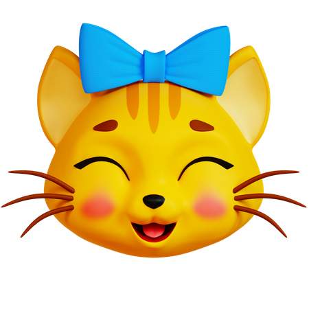 Gato feliz com fita  3D Icon