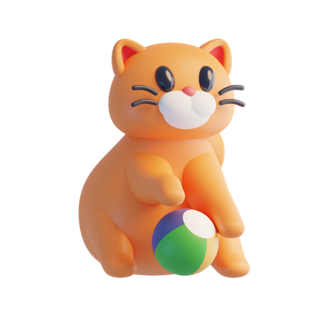 Gato jugando con pelota  3D Icon