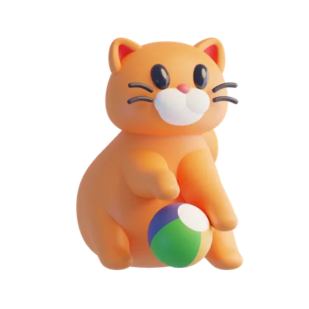 Gato jugando con pelota  3D Icon