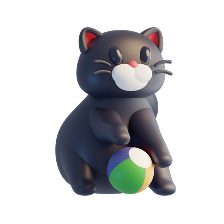 Gato jugando con pelota  3D Icon