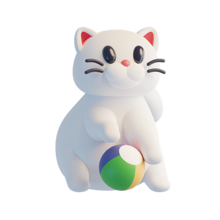 Gato jugando con pelota  3D Icon