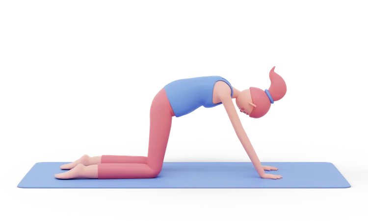 Postura de yoga del gato  3D Illustration