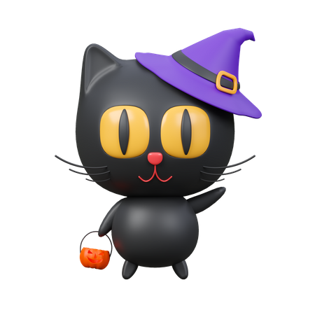 Gato preto  3D Icon