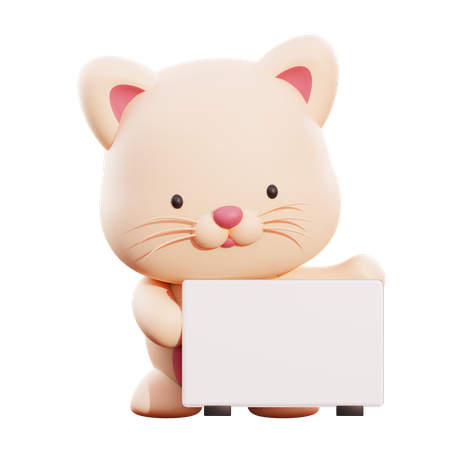 Gato segurando cartaz  3D Icon