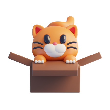 Gato sentado en caja  3D Icon