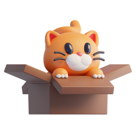 Gato sentado en caja  3D Icon