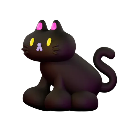 Gato sentado olhando para a esquerda  3D Illustration