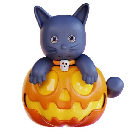 Gato en calabaza  3D Icon