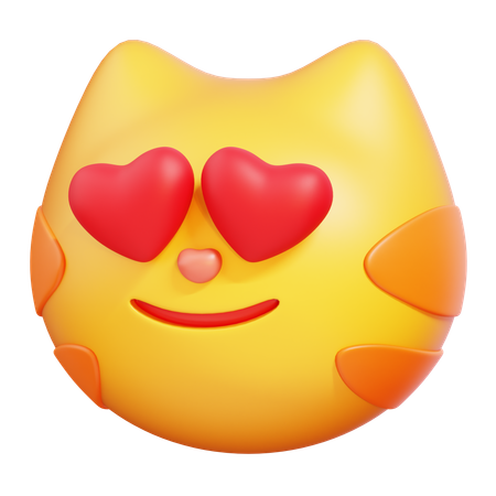 Gato sonriente con ojos de corazón  3D Icon