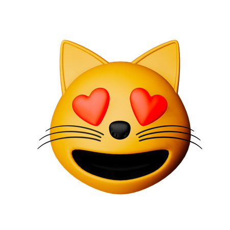 Emoji de gato sonriente con ojos de corazón  3D Icon