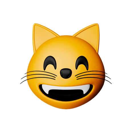 Gato sorridente com olhos sorridentes emoji  3D Icon