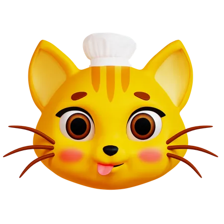 Gato tonto con gorro de chef  3D Icon