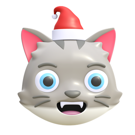 Gato usando chapéu de natal  3D Emoji