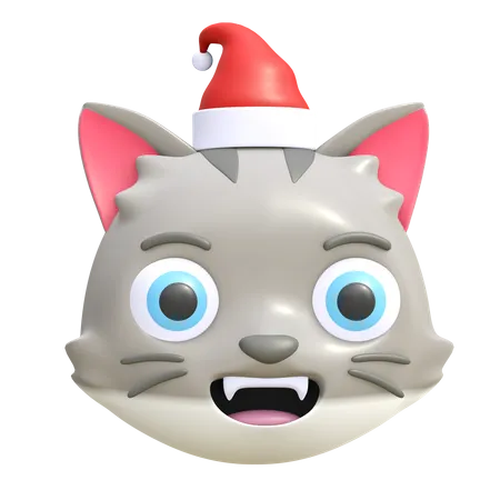 Gato Fofo Usando Icone De Chapeu De Natal Desenho Animado 3 D Render Ilustracao 3D Emoji