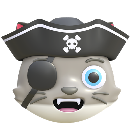 Gato usando chapéu de pirata  3D Icon