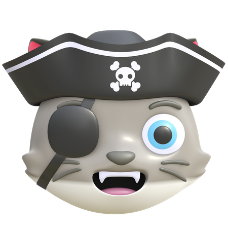 Gato usando chapéu de pirata  3D Emoji