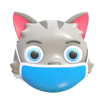 Gato usando máscara  3D Icon