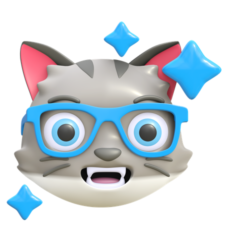 Gato usando óculos engraçados  3D Emoji
