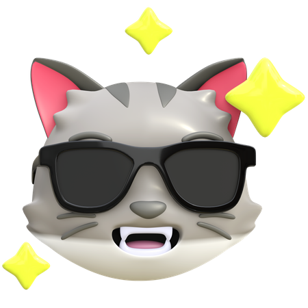 Gato de óculos pretos  3D Emoji