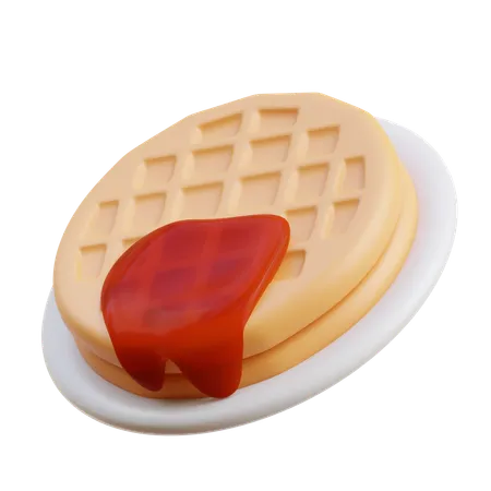 Gaufre à la sauce rouge  3D Icon