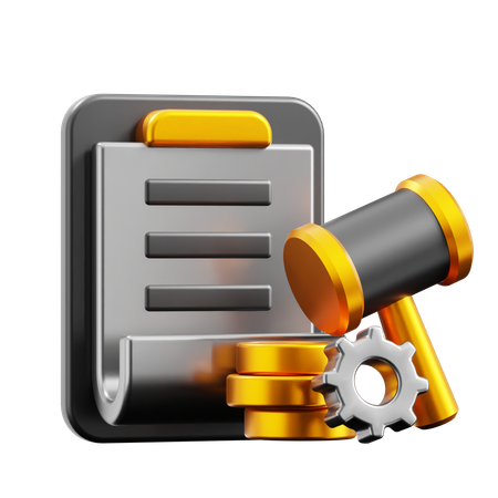 Gavel and Clipboard  3D Icon