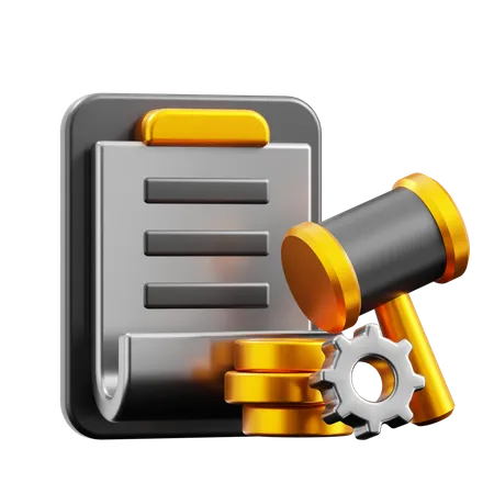 Gavel and Clipboard  3D Icon