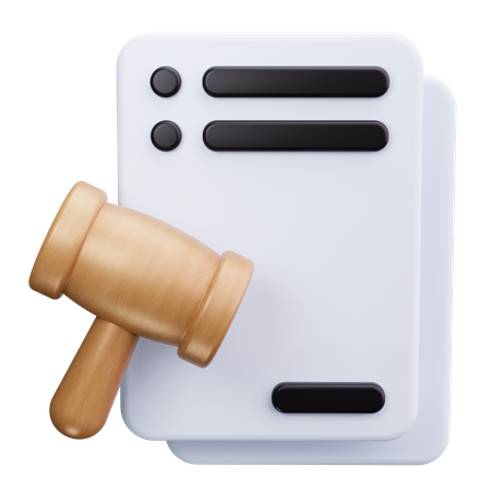 Gavel And Document  3D Icon