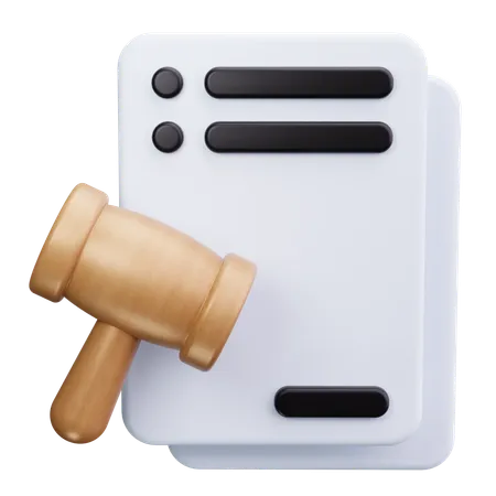 Gavel And Document  3D Icon