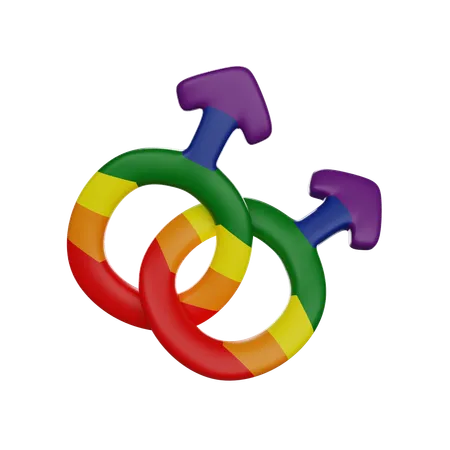 Two Interlocking Male Symbols Gay Male Symbol 3 D Render Icon 3D Icon