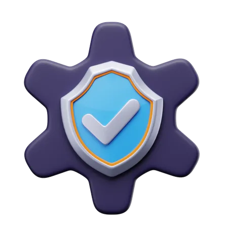 Gear And Protection Shield  3D Icon