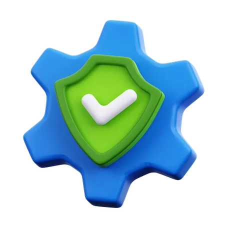 Gear And Protection Shield  3D Icon