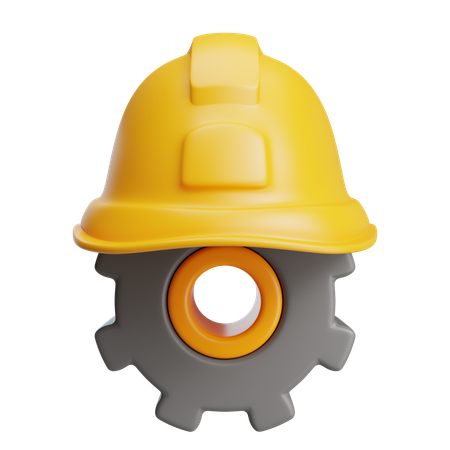 Gear And Safety Helmet  3D Icon