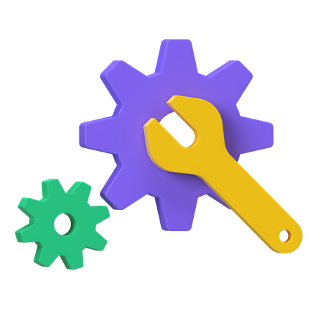 Gears And Wrench  3D Icon