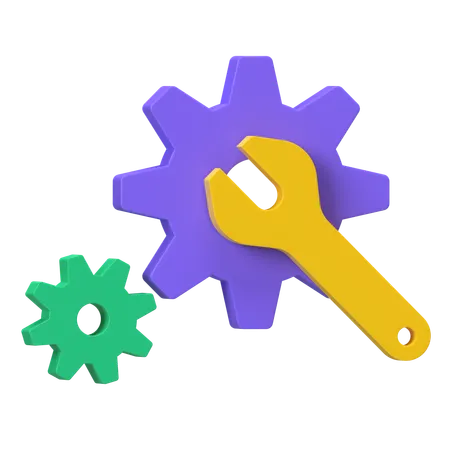 Gears And Wrench  3D Icon