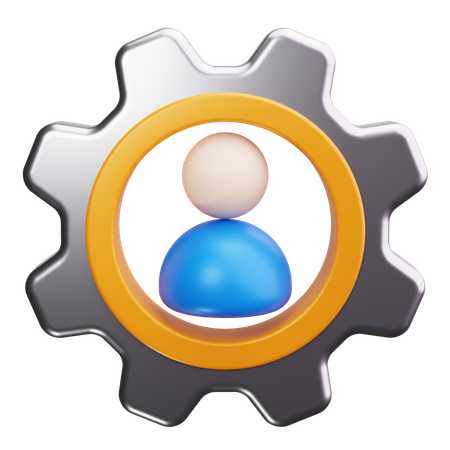 Gears connected by people  3D Icon