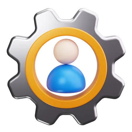 Gears connected by people  3D Icon