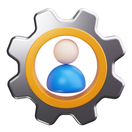 Gears connected by people  3D Icon