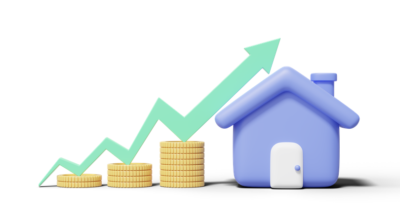 Aufbau von Investitionswachstum  3D Illustration