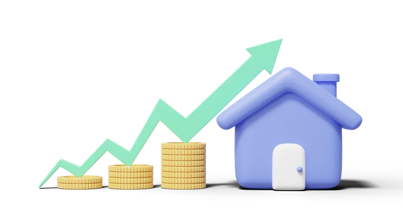 Aufbau von Investitionswachstum  3D Illustration